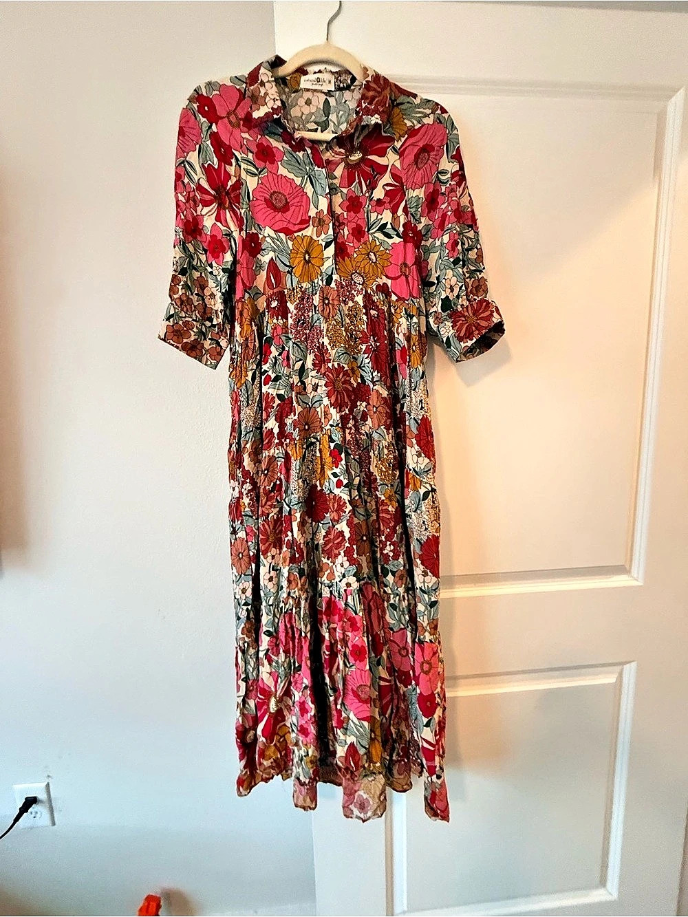 natural life Rebecca Midi Dress Floral Maxi Dress in Red Size Medium